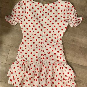 White & red polka dot ruffle dress